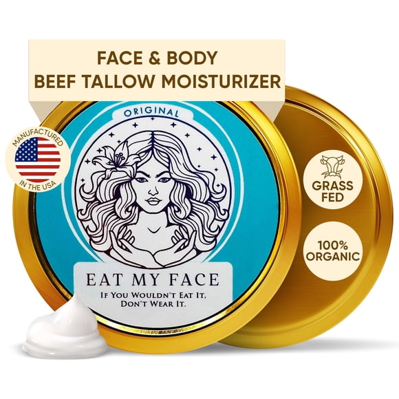 Eat My Face Hidratante facial de sebo - Sebo de res para cara, cuello y cuerpo Hidratante de sebo de res Crema facial de sebo de res orgánico Sebo de res alimentado con pasto para la piel Hecho en Est