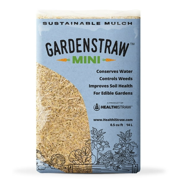 HealthiStraw GardenStraw Mini, 0.5 cu ft (4 lbs) – Straw Mulch for Gardens, Vegetables & Lawn Seeding - Water-Conserving, Weed-Suppressing - Clean, Sustainable