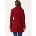 thumbnail image 4 of Abrigo De Botones Con Cuello Chal Con Muescas Para Mujer Abrigo De Invierno Largo De Un Solo Pecho Con Bolsillos Rojo M, 4 of 6