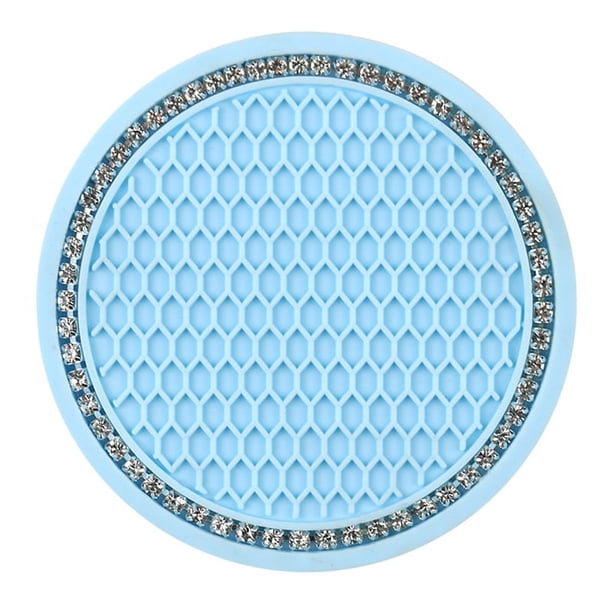Alfombrilla para taza de agua de coche con forma de panal de abeja y rejilla creativa, multifuncional, con alfombrilla antideslizante de diamantes de imitación