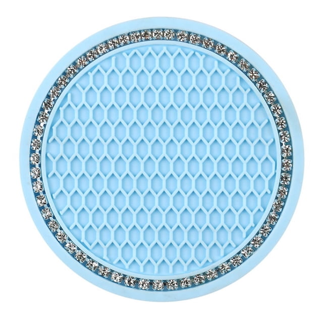 Alfombrilla para taza de agua de coche con forma de panal de abeja y rejilla creativa, multifuncional, con alfombrilla antideslizante de diamantes de imitación