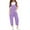 Purple, variant on Spaghetti Strap V-neck Girls Solid Color Casual Loose Straight Kids Children Jumpsuit with Pocket for 5-14 Years