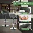 thumbnail image 5 of Adjustable Bar Stools, 360-Degree Swivel Barstools with Open Back and Arms, PU Leather Counter Height Island Chairs with Square Footrest for Pub Kitchen Dining Room, Grey, 5 of 13