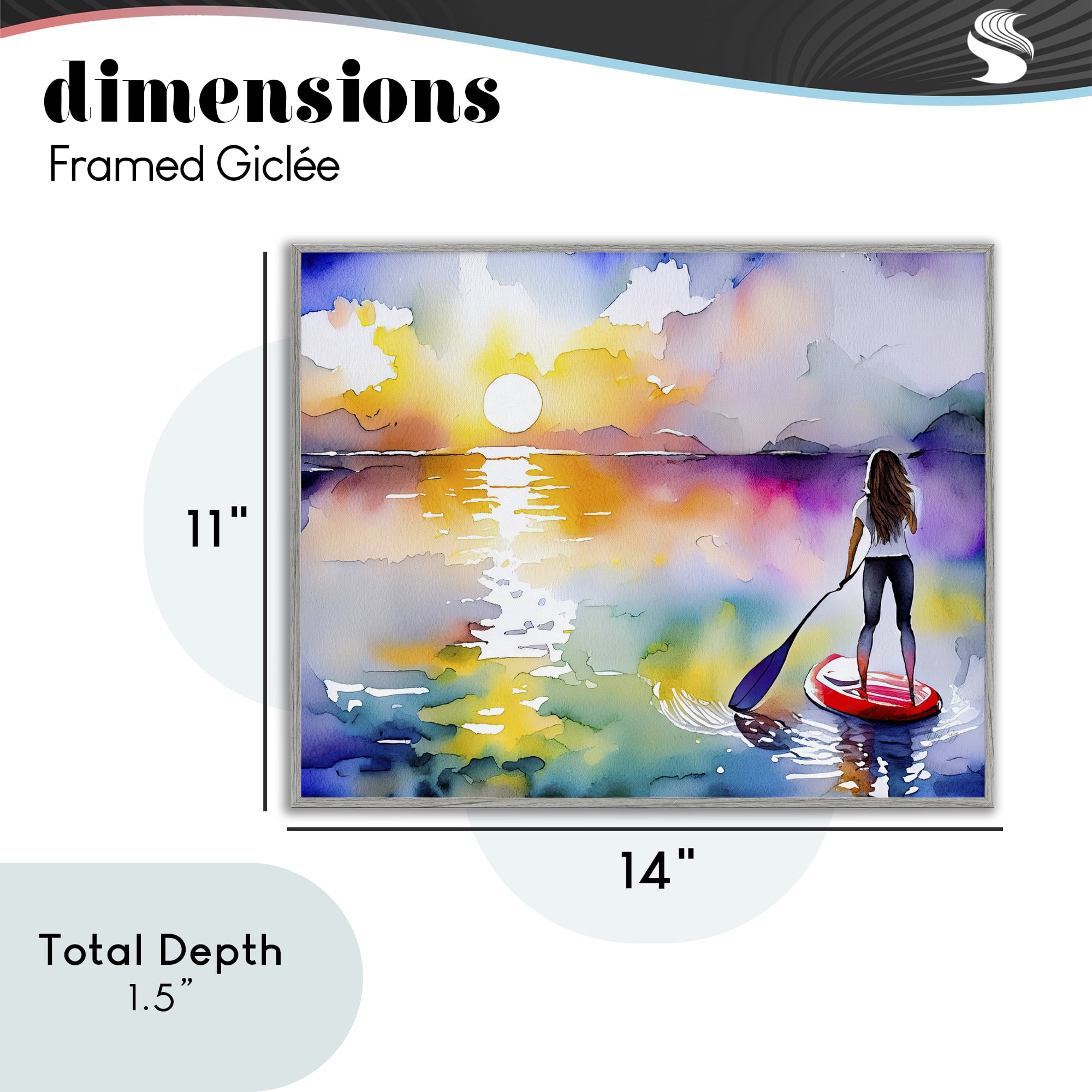 Stupell Industries Sunset Paddle Drift Gray Framed Giclee Art, design by Shelly Craig