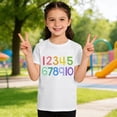 thumbnail image 2 of Shadoumai Little Girls Shirts Printed Pattern Crewneck Shirt Short Sleeve T Shirts Regular Fit Tee Shirt Clothes for Girls, 2 of 6