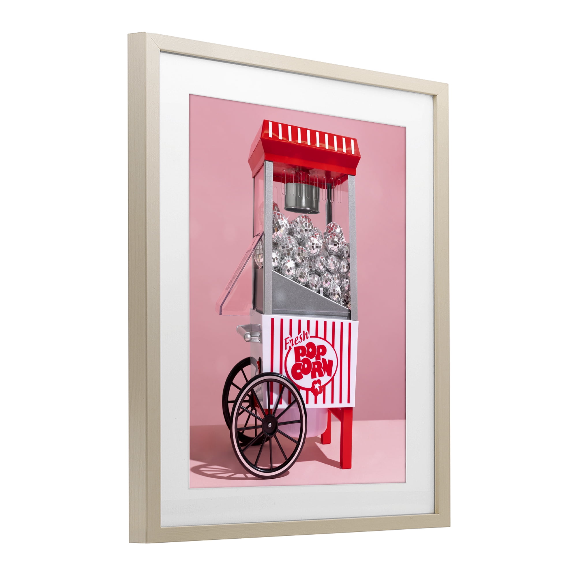 Stupell Industries Movie Popcorn with Disco Balls Birch Framed Print Under Glass, design by LISH Creative