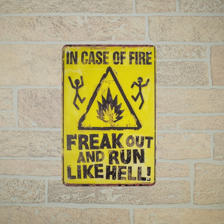 Funny Metal In Case Fire Freak Out Run Like Hell Warning Wall Sign Novelty Decor Funny Metal In Case Fire Freak Out Run Like Hell Warning Wall Sign Novelty Decor