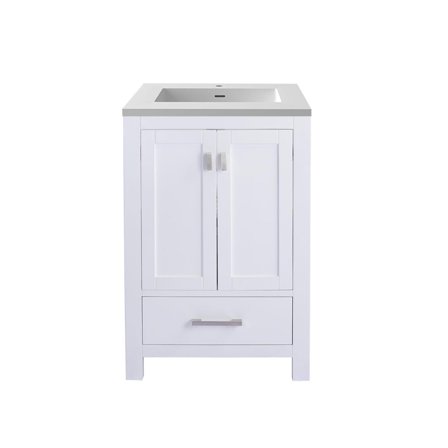Laviva Wilson 24 - White Cabinet   Matte White VIVA Stone Solid Surface Countertop