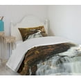 thumbnail image 4 of Ambesonne United States Quilted Bedspread Set 2 Pcs, Cascade Delaware, Twin Size, Brown Green White, 4 of 6