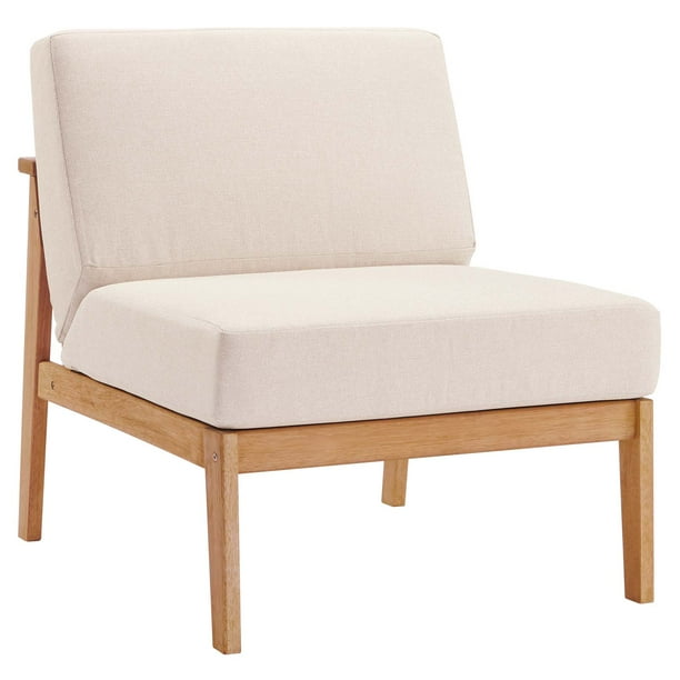 Sedona Outdoor Patio Eucalyptus Wood Sectional Sofa Armless Chair in
