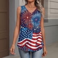 thumbnail image 5 of 250th Anniversary Tank Top for Women 1776-2026 - Patriotic Geometric USA Flag V-Neck Sleeveless Tee - Casual Loose Fit Graphic Top for Independence Day Party Dark Blue S, 5 of 6