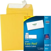 Quality Park Redi-Straightip Kraft Catalog Envelopes and Avery Easy Peel White Address Labels 18262, 1-1/3" x 4", Laser/Inkjet, 140pk Bundle