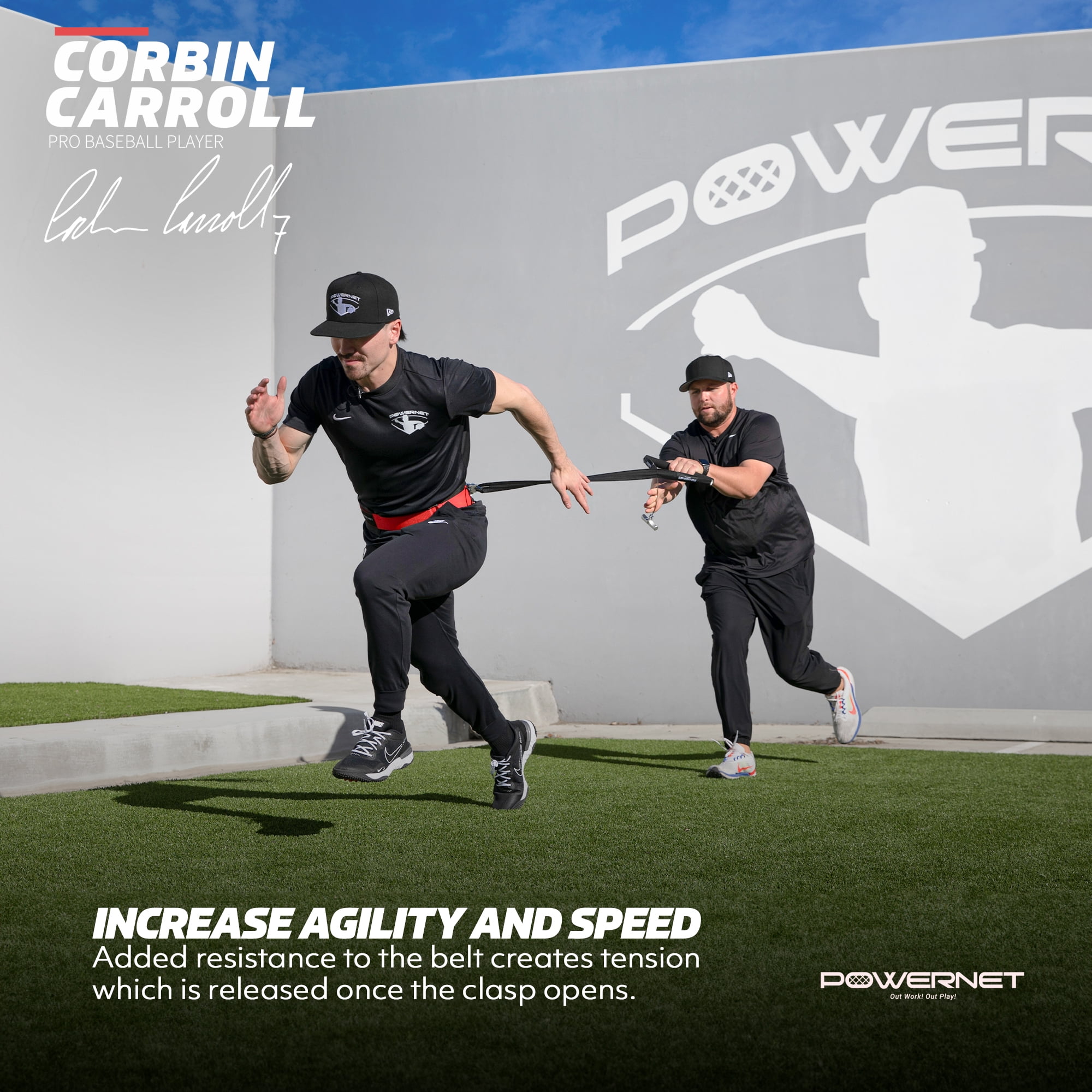 PowerNet Tension Trainer for Speed & Agility, Resistance Band Running Belt with Quick Release Handle, Speed Strength Training Equipment, Resistance Training for Basketball, Football, Baseball, Soccer