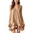 thumbnail image 2 of QUNYINEY Mini Sundresses for Women Plus Size Sleeveless A Line Casual Summer Tank Dress V Neck Solid Ruffle Loose Fit Dresses, 2 of 7