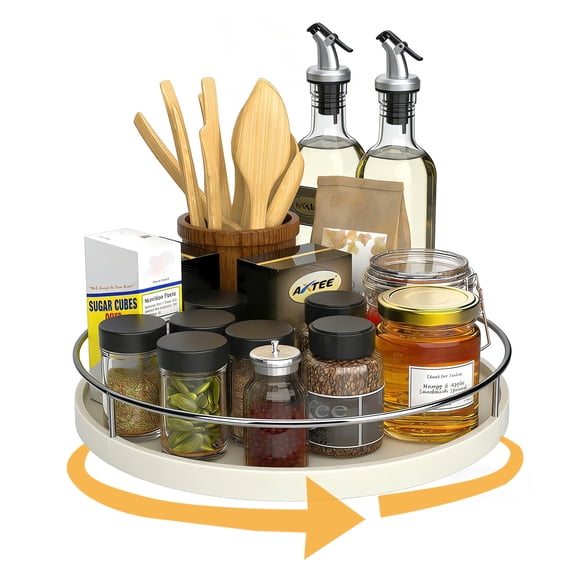 360° Rotating Kitchen Spice Rack, Lazy Susan Turntable Organizer for Pantry, Countertop, and Cabinet, Large Capacity Spice & Condiment Storage, Easy Access and Cleaning