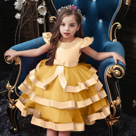 

Hunpta Girls Bridesmaid Party Kids Dress Birthday Princess Gown Pageant Floral Wedding Girls Dress&Skirt
