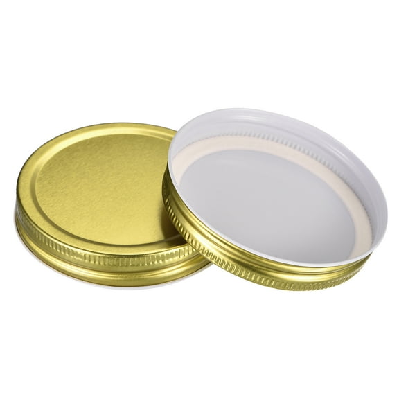 Uxcell Mason Jar Lids, 16 Pack - Tinplate Canning Lids Wide Mouth Leak Proof Fits Storage Jars (Gold)