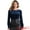 Dark Blue, variant on Women's Crew Neck Puff Long Sleeve Casual Pullover Blouses M Dark Green