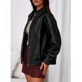 thumbnail image 3 of Abrigo PRETTYGARDEN Chaqueta Bomber de Cuero Sintético Negra XL, 3 of 8
