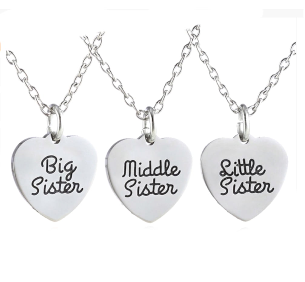 Rowena J Big Sister Middle Sister Little Sister Anti Tarnish 3 Piece Heart Necklace Set Je 355 S Walmart Com Walmart Com