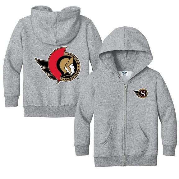 Toddler Chad & Jake Heather Gray Ottawa Senators Logo Full-Zip Hoodie Jacket