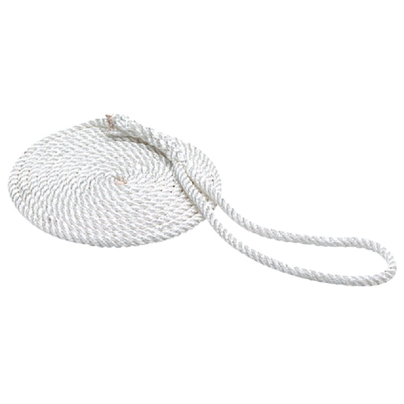 Seachoice 42501 Dock Rope for Boating - 3-Strand Twisted Nylon Dock Line, ⅜-Inch x 10 Feet, White