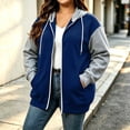 thumbnail image 6 of Nugftut Hoodies for Women Plus Size Color Block Raglan Sleeve Pockets Zip Hooded Sweatshirts, 6 of 7