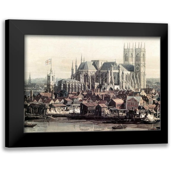 Canaletto 14x11 Black Modern Framed Museum Art Print Titled - View of London With The Thames - Detail