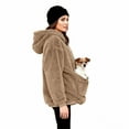 thumbnail image 4 of Fleece Sweatshirts Women Winter Hoodie With Kangaroo Pockets And Cat Carrier Pouch Dog Sweatshirt For Pet Mistress Warm Khaki M, 4 of 5