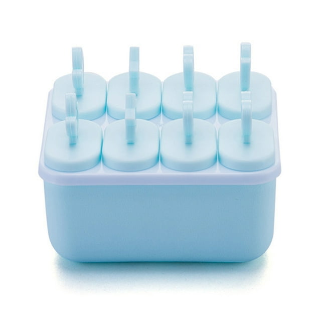 Wosthever 2020 nuevo portátil 8 agujeros DIY PP molde de helado bandeja de paletas cubo herramientas postre helado molde Cocina y Comedor azul 12*11*6.5 cm Wosthever JJ20569-03