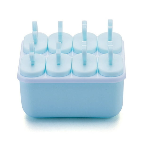 Advancent 2020 nuevo portátil 8 agujeros DIY PP molde de helado bandeja de paletas cubo herramientas postre helado molde Cocina y Comedor azul 12*11*6.5 cm Advancent JJ20569-03