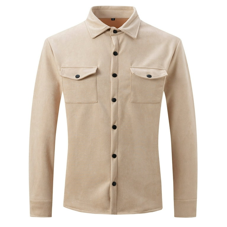 JUUYY Men's Casual Shirt Jacket Long Sleeve Suede Shirts JUUYY Men's Casual Shirt Jacket Long Sleeve Suede Shirts