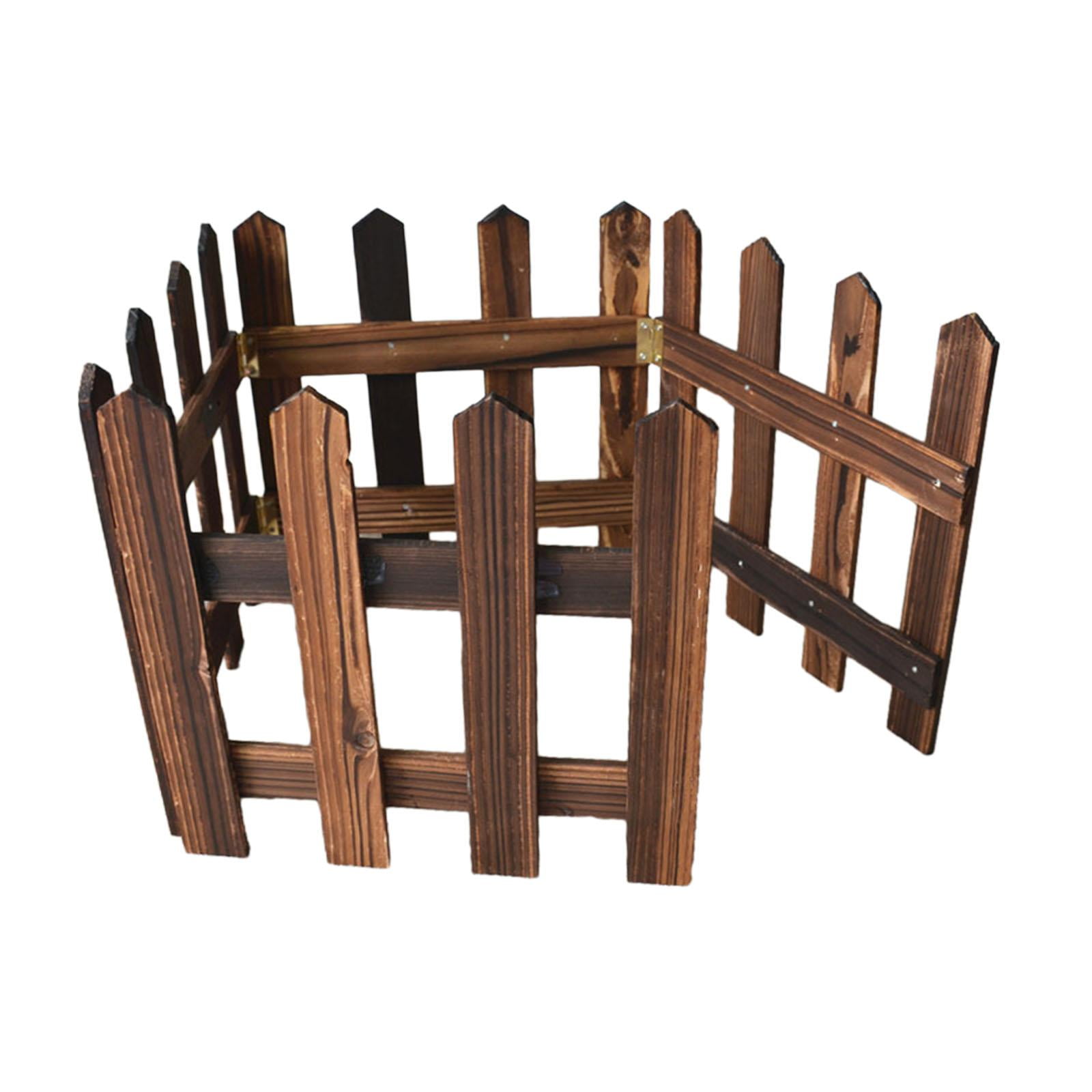 Vensio 30cm Height Brown Landscape Edging Border Fence 47-Inch Wood Garden Picket Fence for Flowerbeds