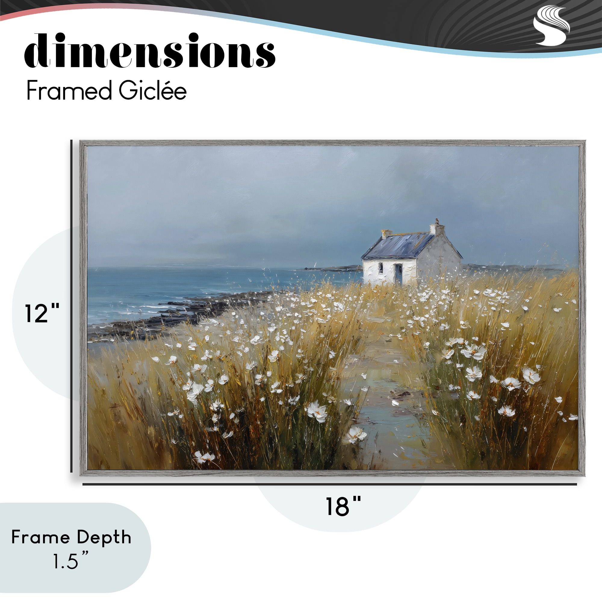 Stupell Industries Oceanfront Cottage Wildflowers Gray Framed Giclee Art, design by Petal Prints Design