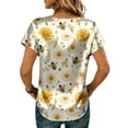 thumbnail image 6 of Short Sleeve Crew Neck T Shirt for Women Casual Loose Fit Butterfly Print Soft Lightweight Top Blouse for Daily Wear Earthy Yellow L, 6 of 6