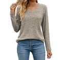 thumbnail image 2 of Horkkom Womens Tops Long Sleeve Lightweight Shirts Fall Fashion 2024 Trendy Tops Crewneck Casual Knit Basic Shirts, Gifts for Women, 2 of 4
