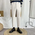 thumbnail image 3 of 9 Pantalones de traje negros recortados para hombre, pantalones de verano para hombre, ajustados, baratos, chinos, finos, informales, formales, elegantes, 2024, 3 of 5