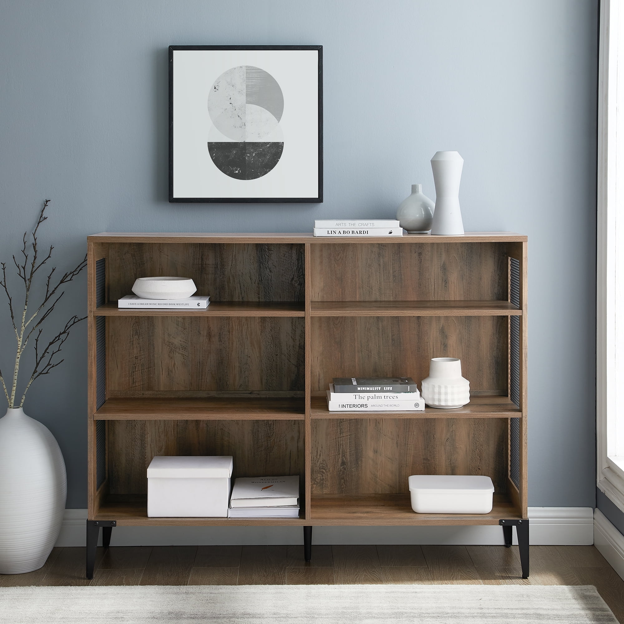 Walker Edison Designs Jeremy 6-Shelf Reclaimed Bookcase, Barnwood