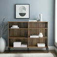 thumbnail image 2 of Walker Edison 3 Tier Industrial Wood and Metal Mesh Bookcase Bookshelf Storage Home Office Storage Cabinet, 52 Inch, Rustic Oak, 2 of 9