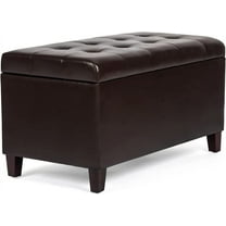 Joveco Storage Ottoman Bench, 33 Inches Faux Leather Rectangle Tufted Foot Stool for End Foot of Bed, Bedroom, Living Room, Brown