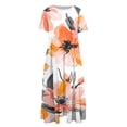 thumbnail image 4 of PuLe Summer Short Sleeve Dress Womens Oversized Tunic Dress Boho Floral Short Sleeve Maxi Dresses Summer Casual Loose Long Dress with Pockets, 4 of 5