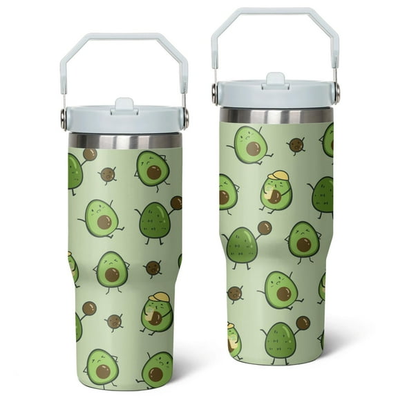 Avocado Cup 30 Oz, Avocado Gifts for Women, Avocado Water Bottle Travel Mug Coffee Cup, Avocado Decor Accessories, Avocado Lover Gifts, Stainless Steel 30 Oz Tumbler with Handle and Straw.