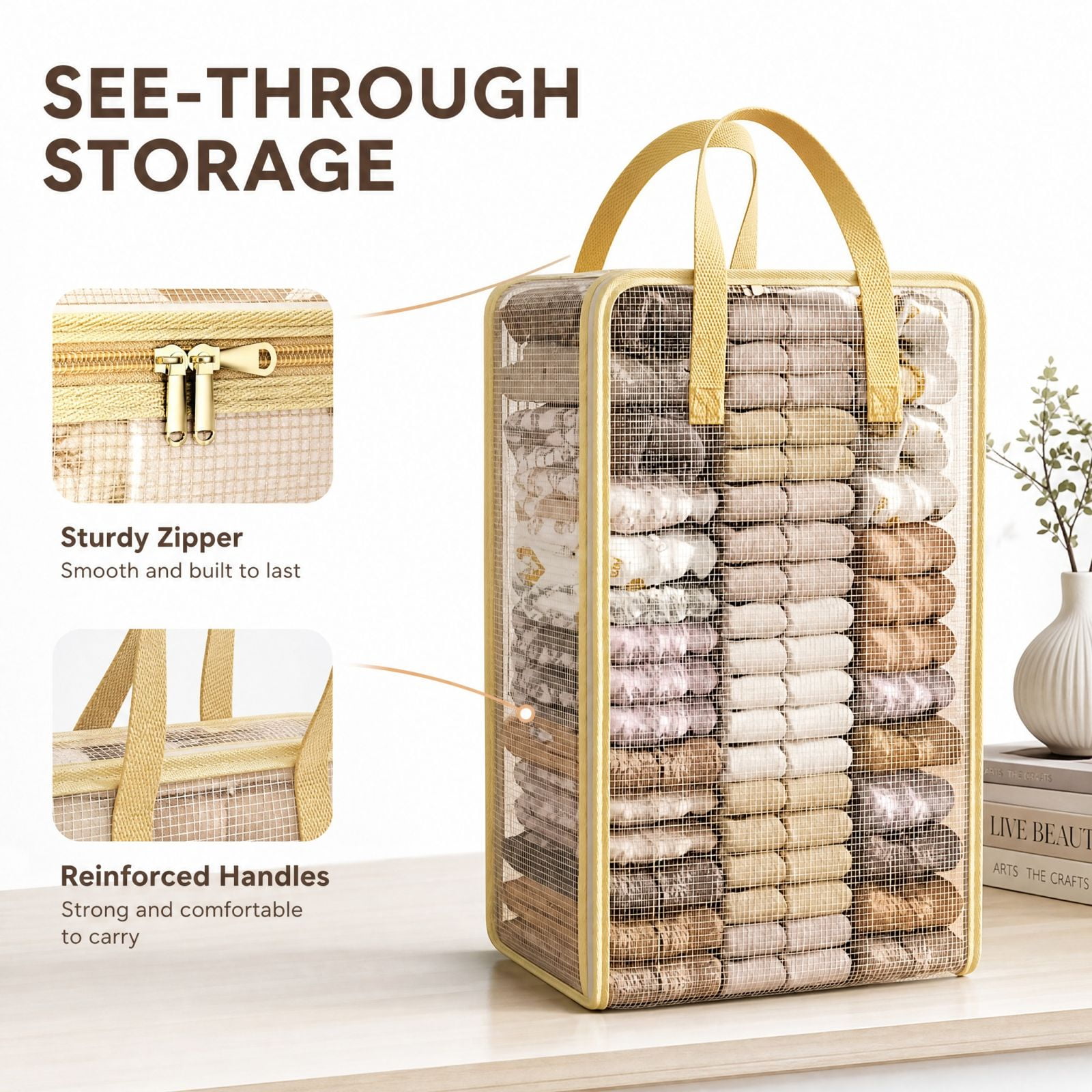 Clothes Organizer Storage Bags Storage Bins Foldable Storage Box Container Reinforced Handles for Closet Dorm Pillows Bedding Sweater