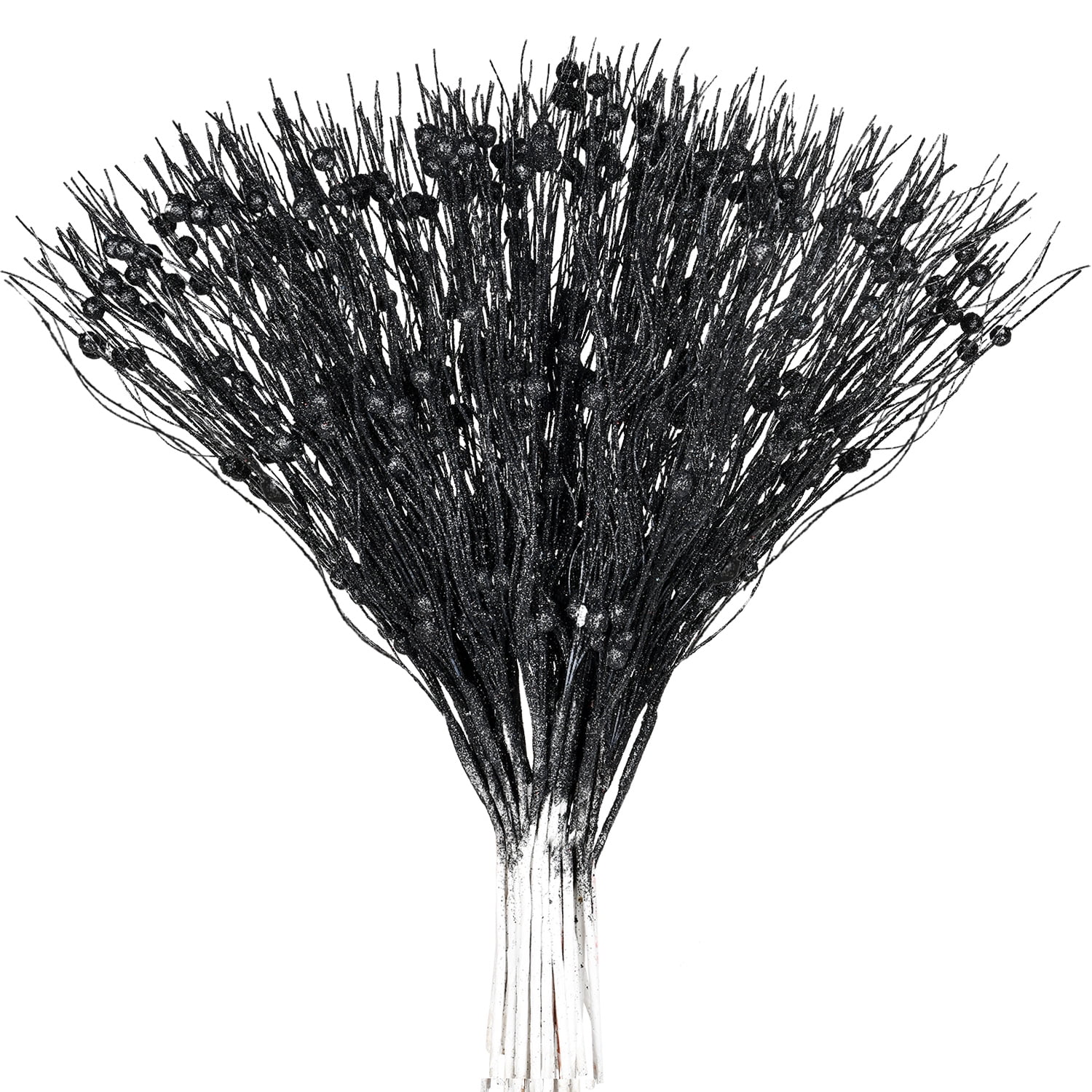 Gomaty 24Pack Black Artificial Glitter Berry Stem Ornaments 16.5Inches