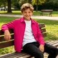 thumbnail image 5 of Mooqilaa Boys Lightweight Jackets, Long Sleeve Outdoor Stand-up Collar Zip up Kids Windbreaker Hot Pink Size 11-12 T, 5 of 7