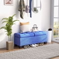 thumbnail image 6 of HOMCOM Storage End of Bed Bench, Upholstered Bench with Steel Frame, Blue, 6 of 9