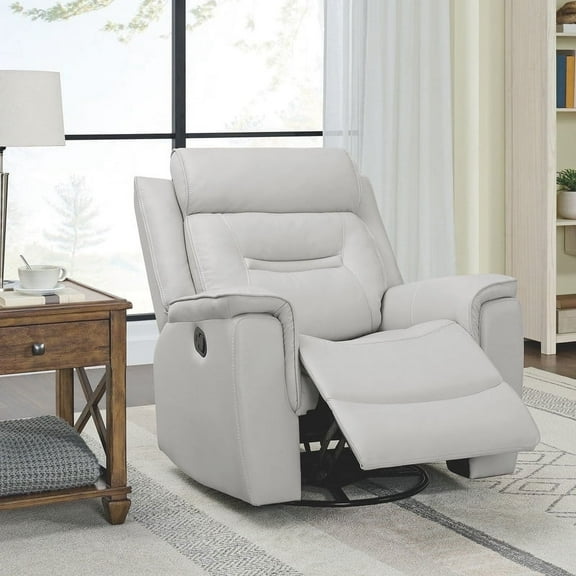CHITA Recliner Chair for Adults Swivel Rocker Recliner for Living Room Faux Leather Home Theater Seating, White