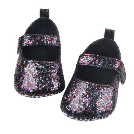 

Toddler Baby Girls Shoes Sequin Infant Soft Sole First Walker Cotton Shoe Soft bottom Girls First Walker Black 0-6 Months