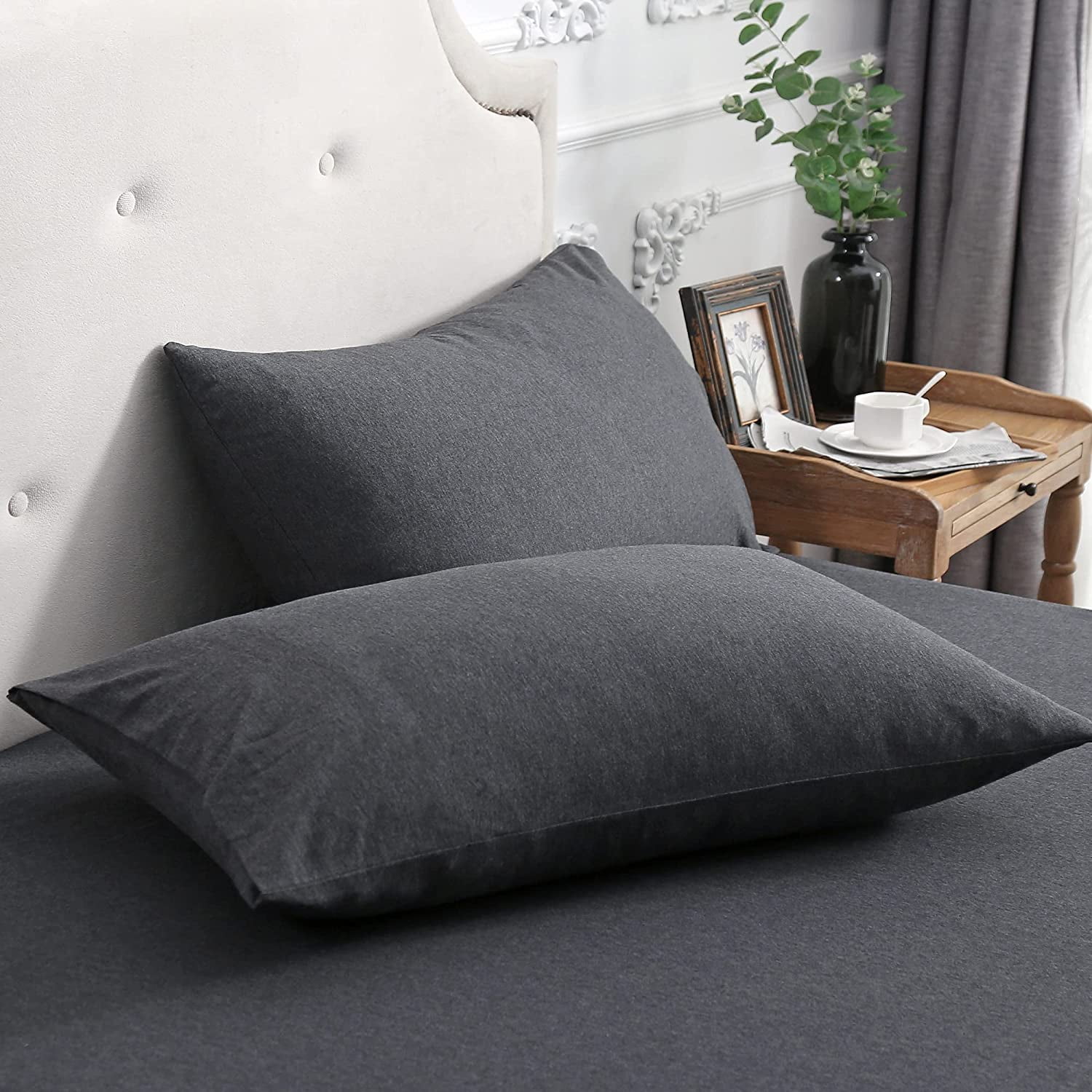 Pure Era Jersey Knit 100 Cotton Pillowcases Super Soft , Set of 2