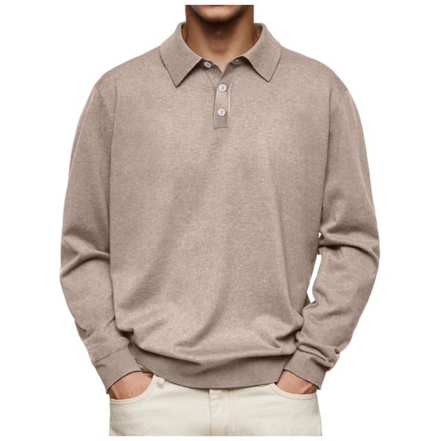 Camisa informal de manga larga con botones y color liso para hombre: diseño con solapa, material de poliéster, adecuada para el trabajo y la oficina, tallas S-XXXL.